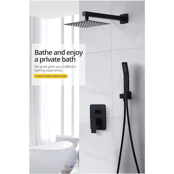 10″ Square Wall Mounted Shower System, Dual Handle