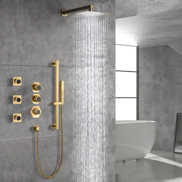 12″ Brushed Gold Rain Shower Set