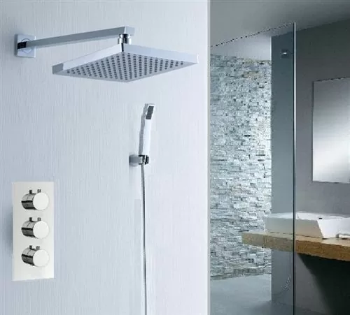 10″ Wall Mount Chrome Finish Shower System With Handheld Shower