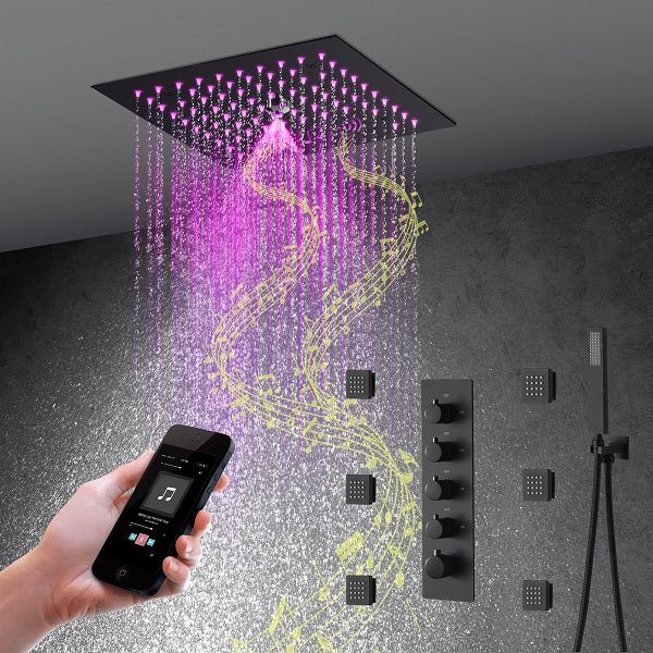 12″ Music LED shower system with built-in Bluetooth Speaker