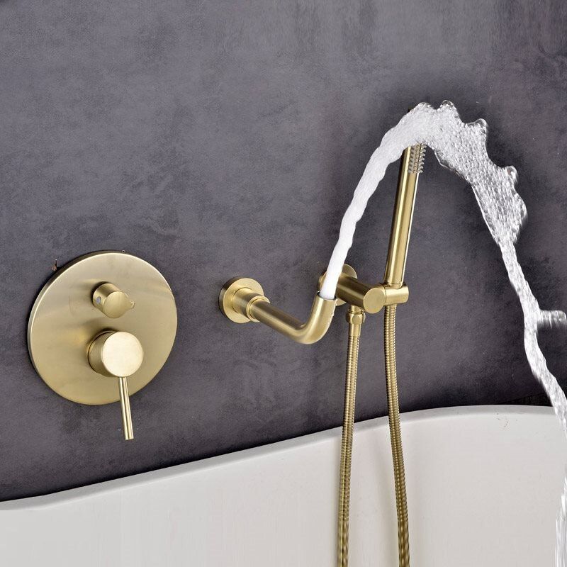 360 Rotation Gold Finish Shower Faucet & Handheld Bathtub Shower System